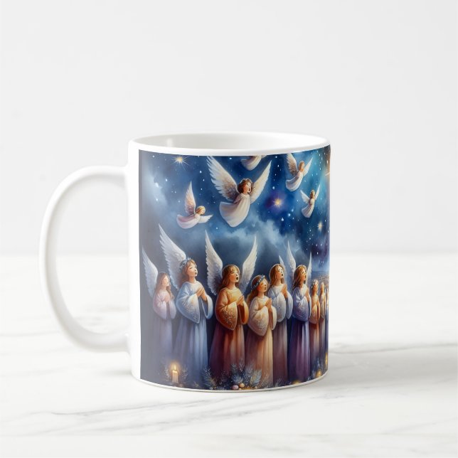 Himmlischer Chor unter dem Stern von Bethlehem Kaffeetasse (Links)