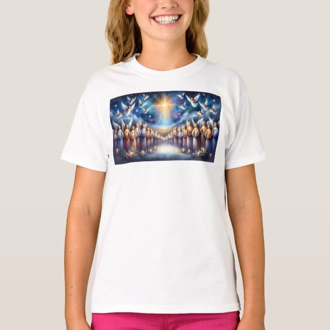 Himmlischer Chor unter dem Stern von Bethlehem T-Shirt (Vorderseite)