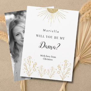 Himmlischer Dama-Antrag für Quinceañera mit Foto Karte