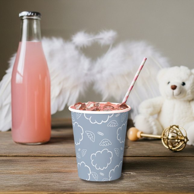 Himmlischer Engel Halo Wolken Blau Papiertasse Pappbecher (Heavenly Angel Halo Cloud Blue Paper cup)