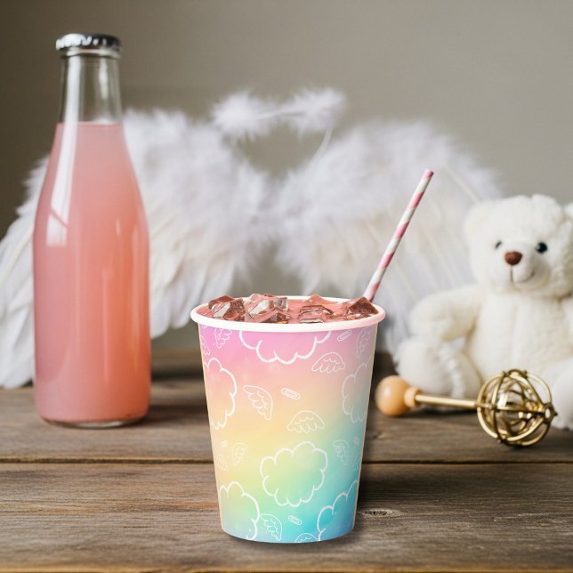 Himmlischer Engel Halo Wolken Regenbogen Papiertas Pappbecher (Heavenly Angel Halo Cloud Rainbow Paper cup)