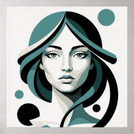 Himmlischer Fluss: Minimalistisches Teal-Porträt Poster