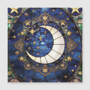 Himmlischer Halbmond-Ornamentales-Buntglas-Mond Magnetkarte