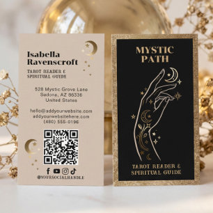 Himmlischer Hand-Tarot Spiritueller Führer Schwarz Visitenkarte
