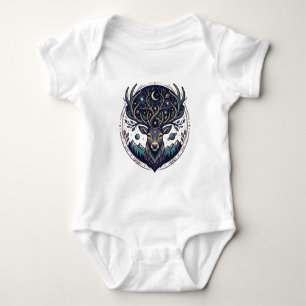 Himmlischer Hirsch Mystischer Mond- und Sternen-Ku Baby Strampler