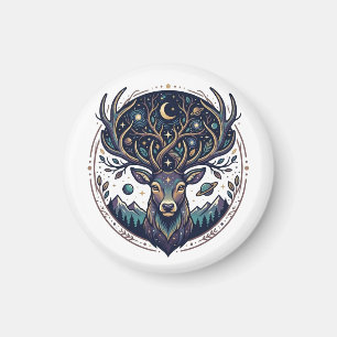 Himmlischer Hirsch Mystischer Mond- und Sternen-Ku Magnet