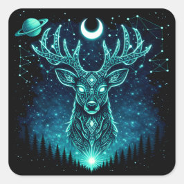 Himmlischer Hirsch – Sternenlicht Gnade Wildlife G Quadratischer Aufkleber