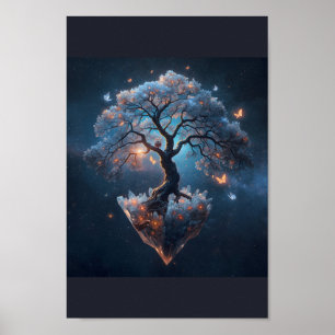 Himmlischer Kristallbaum – Fantasy-Naturkunst Poster