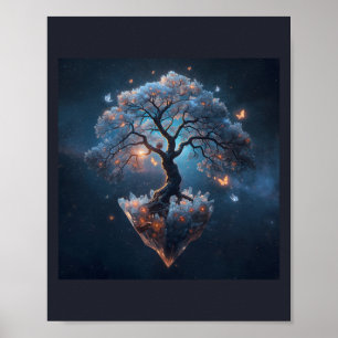 Himmlischer Kristallbaum – Fantasy-Naturkunst Poster
