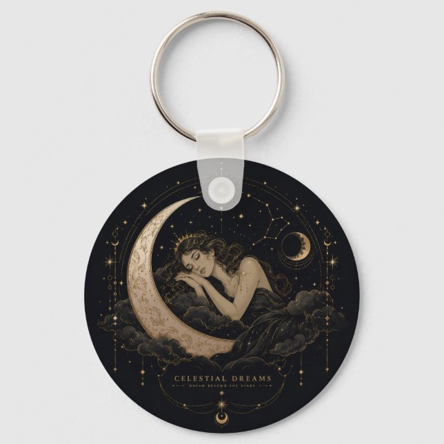 Himmlischer Luxus Mond & Sterne Charm  Schlüsselanhänger (Vorderseite)