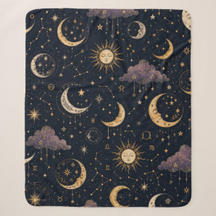 Himmlischer Mond & Sterne Astrologie Boho Nahtlos Sherpadecke