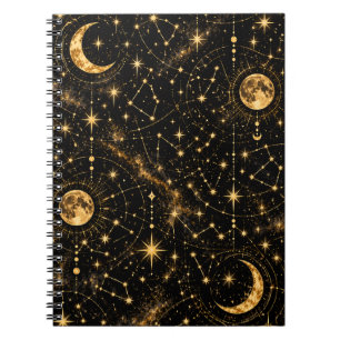 Himmlischer Mond und Sterne Notizblock