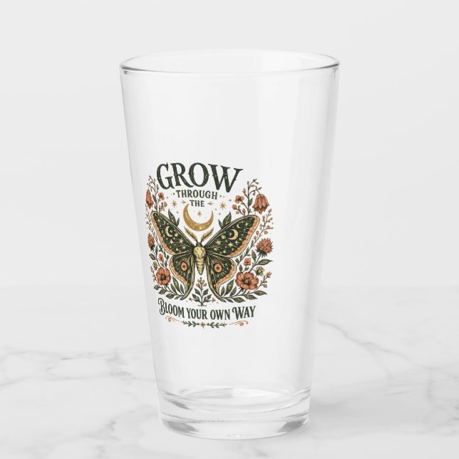 Himmlischer Motten-Blumenaufkleber Glas (Vorderseite)