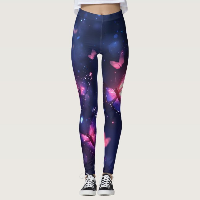 Himmlischer Nachtfaltergarten Leggings (Vorderseite)