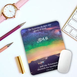 Himmlischer Nachthimmel Psalm 19:1 Bibelvers Mousepad