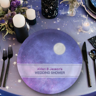 Himmlischer Nachthimmel Vollmond Hochzeit Brauseba Pappteller