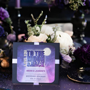 Himmlischer Nachthimmel Vollmond Hochzeit Dusche Quadratischer Aufkleber