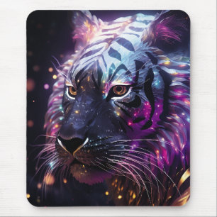 Himmlischer Neon-Tiger – Futuristische leuchtende Mousepad