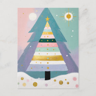 Himmlischer Pastell-Weihnachtsbaum Feiertagspostkarte