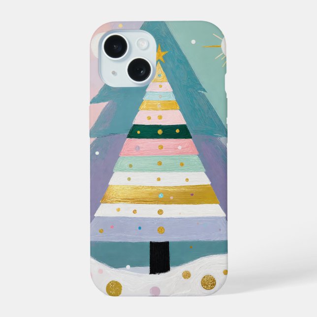 Himmlischer Pastell-Weihnachtsbaum iPhone 15 Hülle (Rückseite)