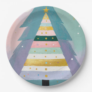 Himmlischer Pastell-Weihnachtsbaum Pappteller