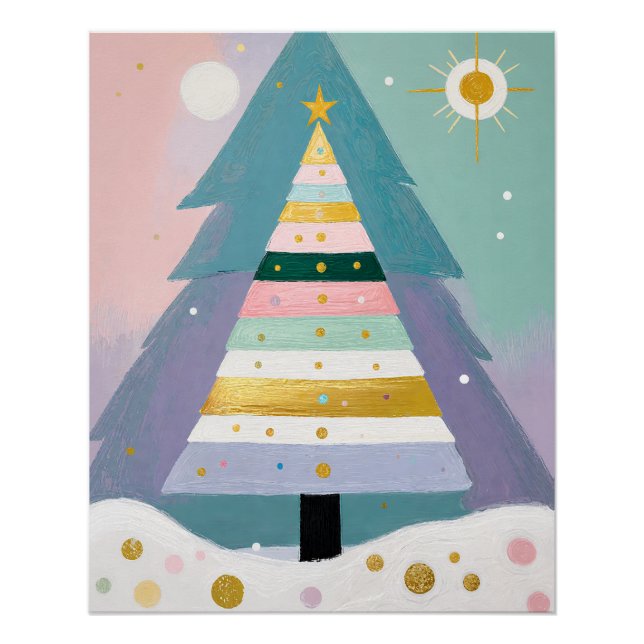 Himmlischer Pastell-Weihnachtsbaum Poster (Vorderseite)