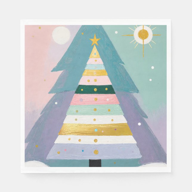 Himmlischer Pastell-Weihnachtsbaum Serviette (Vorderseite)