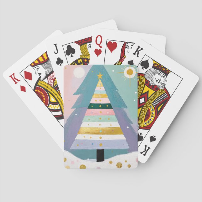 Himmlischer Pastell-Weihnachtsbaum Spielkarten (Rückseite)