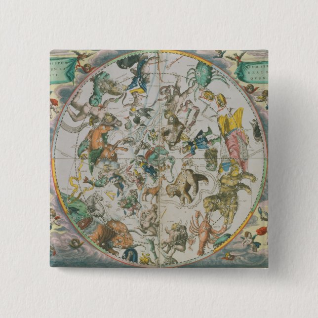 Himmlischer Planisphere, der die Zeichen des Zod Button (Vorderseite)