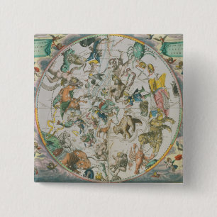 Himmlischer Planisphere, der die Zeichen des Zod Button