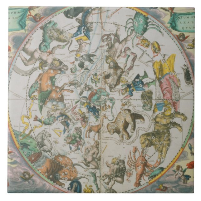Himmlischer Planisphere, der die Zeichen des Zod Fliese (Vorderseite)