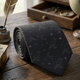 Himmlischer Rabe Dark Academia Herren Krawatte