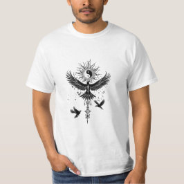 Himmlischer Rabe Yin Yang Mystischer Totem T-Shirt