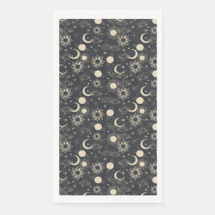 himmlischer Raum Sonne Mond Galaxie Planet beige Serviette