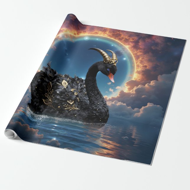 Himmlischer Schwarzschwanschützer des Mondfeuersch Geschenkpapier (Ungerollt)