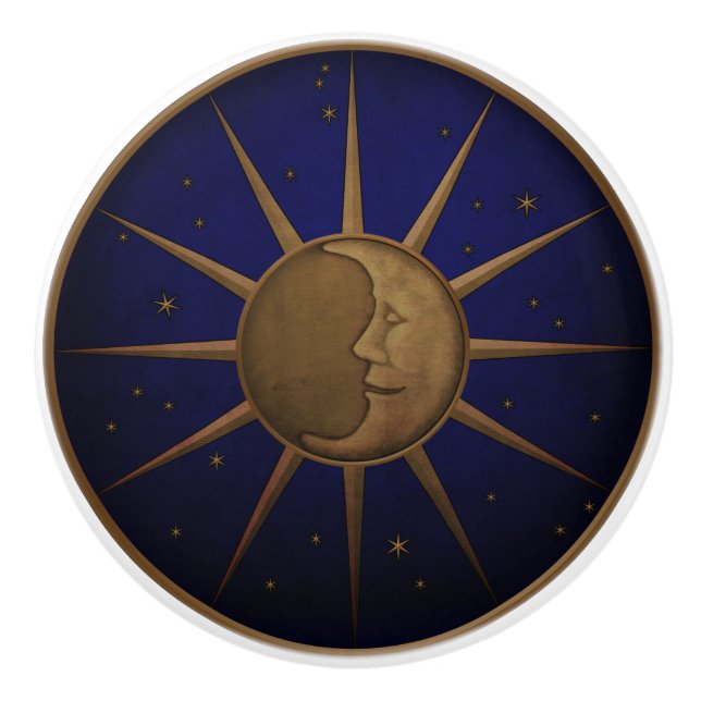 Himmlischer Sun-Mond-sternenklare Nacht Keramikknauf (Vorderseite)