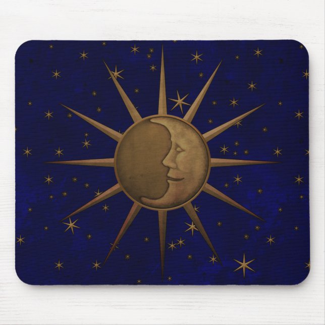Himmlischer Sun-Mond-sternenklare Nacht Mousepad (Vorne)