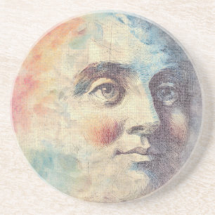 Himmlischer Vintage-Mann im Mond Getränkeuntersetzer