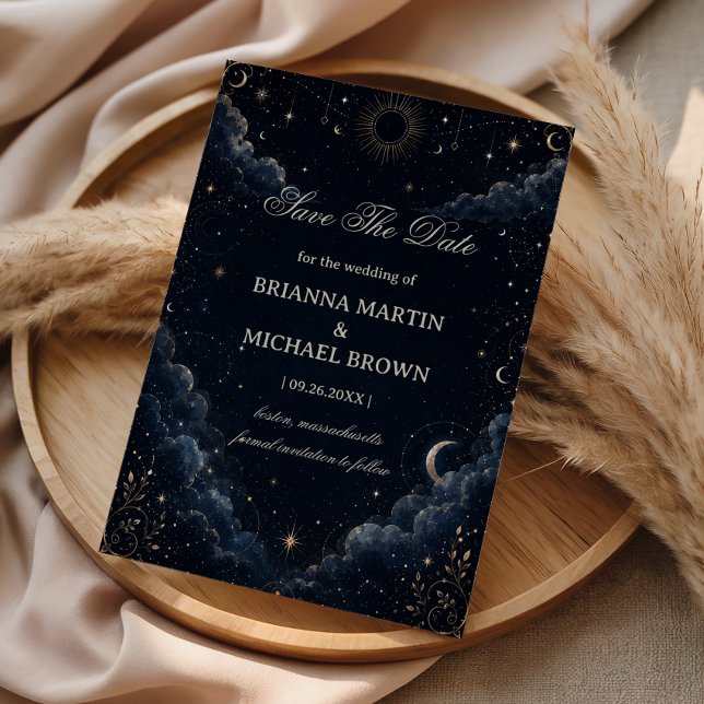 Himmlischer Vintage Romantischer Mitternacht Save The Date (Von Creator hochgeladen)