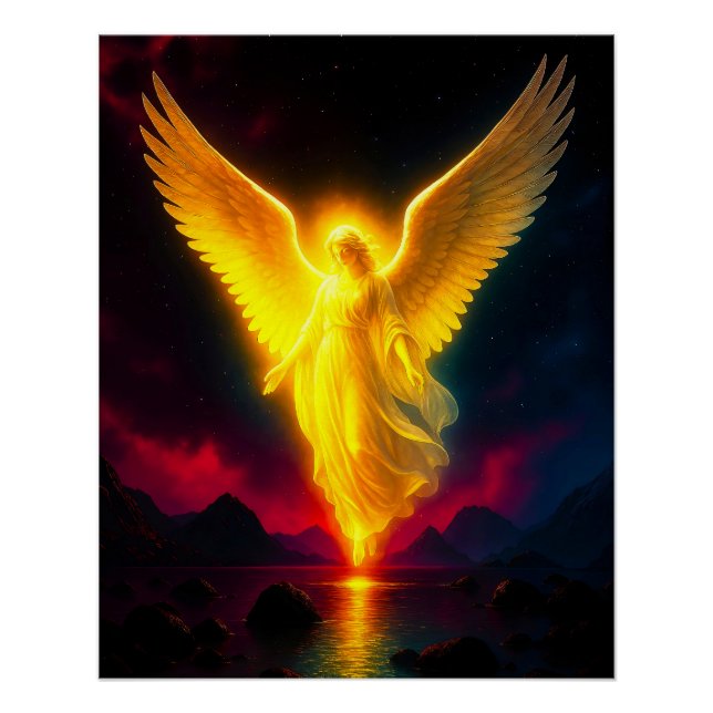 Himmlischer Wächter im goldenen Licht Poster (Vorderseite)