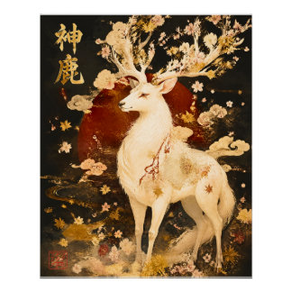 Himmlischer Weißhirsch | Japanische Mythologie Kun Poster