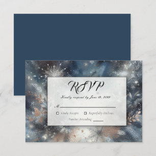 Himmlischer Winter-Mitternachts-Funkelnde Hochzeit RSVP Karte