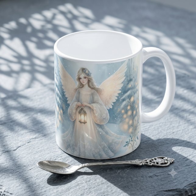 Himmlischer Winterengel Laterne der Gnade Kaffeetasse (Celestial Winter Angel Lantern of Grace Coffee Mug
)
