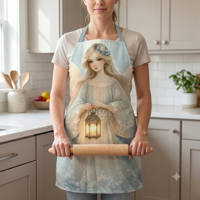 Himmlischer Winterengel Laterne der Gnade Schürze (Celestial Winter Angel Lantern of Grace Apron)