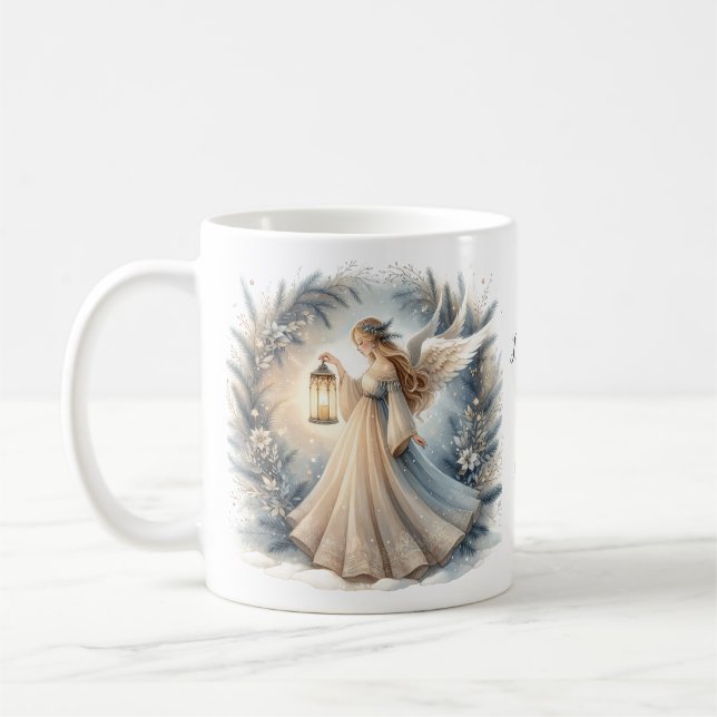 Himmlischer Winterengel - Laterne des Friedens Kaffeetasse (Links)