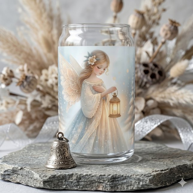 Himmlischer Winterengel Laterne des Trostes Dosenglas (Celestial Winter Angel Lantern of Comfort Can Glass)