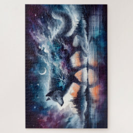 Himmlischer Wolf, der durch die Sterne wandelt Puzzle