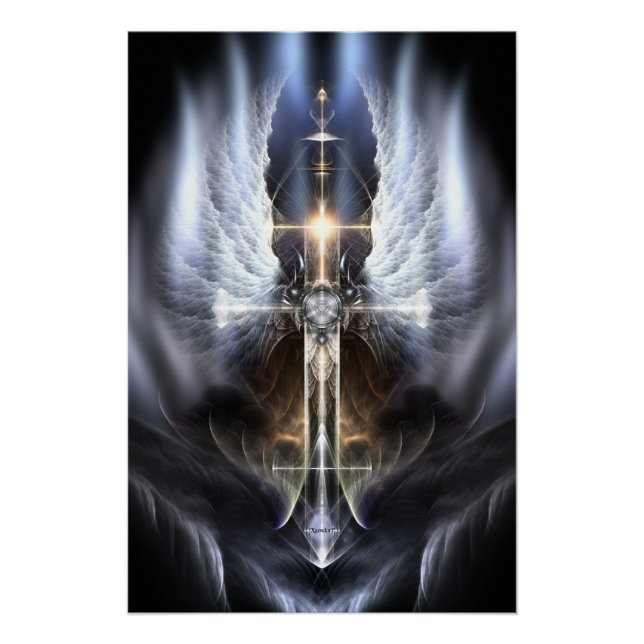 Himmlisches Angel Wing Cross Perfect Poster (Vorderseite)