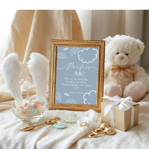 Himmlisches Baby-Shower-Blaues-Schnuller-Suchspiel Einladung