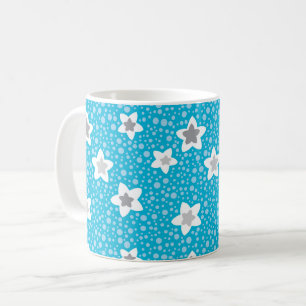 Himmlisches blaues Polka-Punkt-Retro mit Sternen Kaffeetasse
